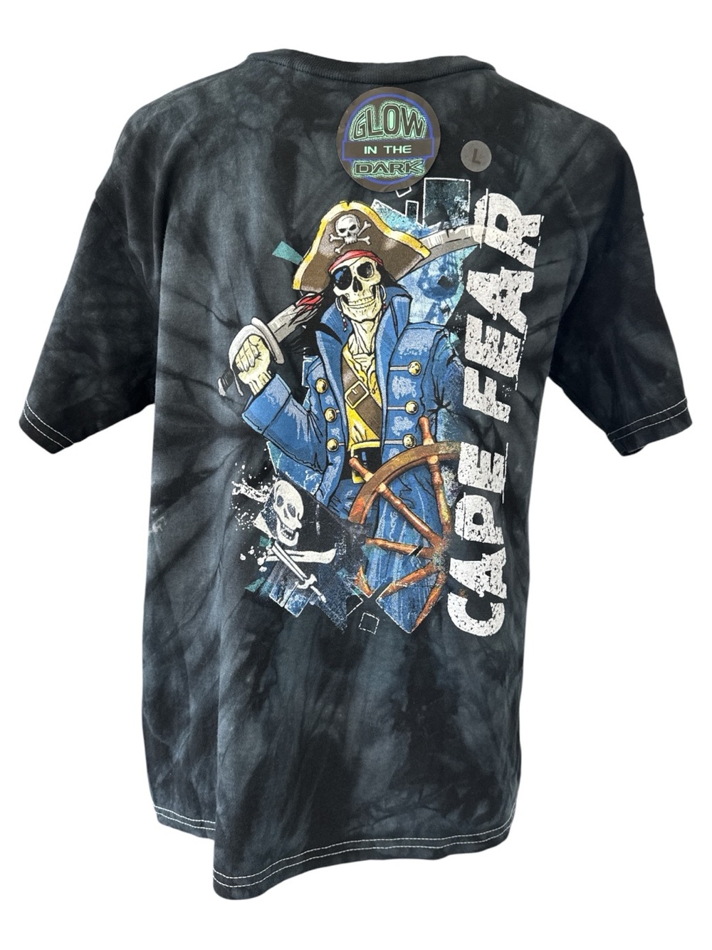 Cape Fear Glow-in-the-Dark Pirate Tee Youth L (14-16) Souvenir Cotton